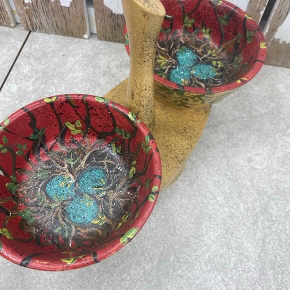 Vtg Kustom Kraft Black Walnut Spinning Serving Tray Mid Century Mod 2 Bowls - Picture 5 of 9